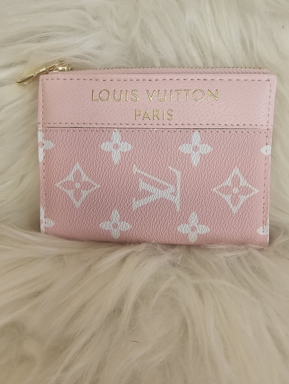 Pink and White Slim Wallet With Coin Pouch